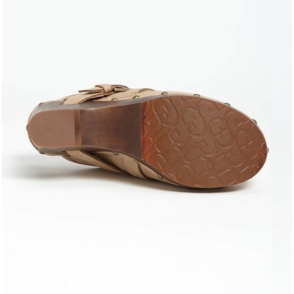 NWT UGG NATALEE CLOGS. TAN LEATHER WITH SHEEPSKIN INSOLE. SIZE 7 - Picture 6 of 6